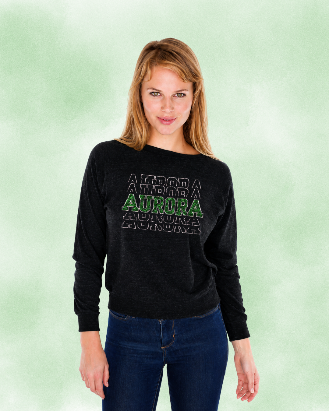 Women's Raglan Pullover with Rhinestones