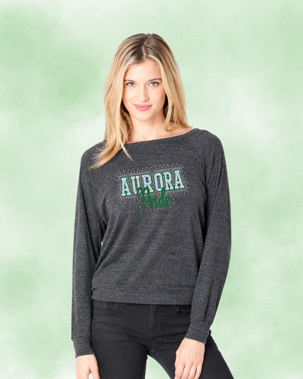 Women's Raglan Pullover with Rhinestones