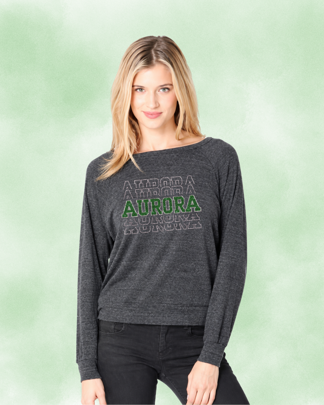 Women's Raglan Pullover with Rhinestones