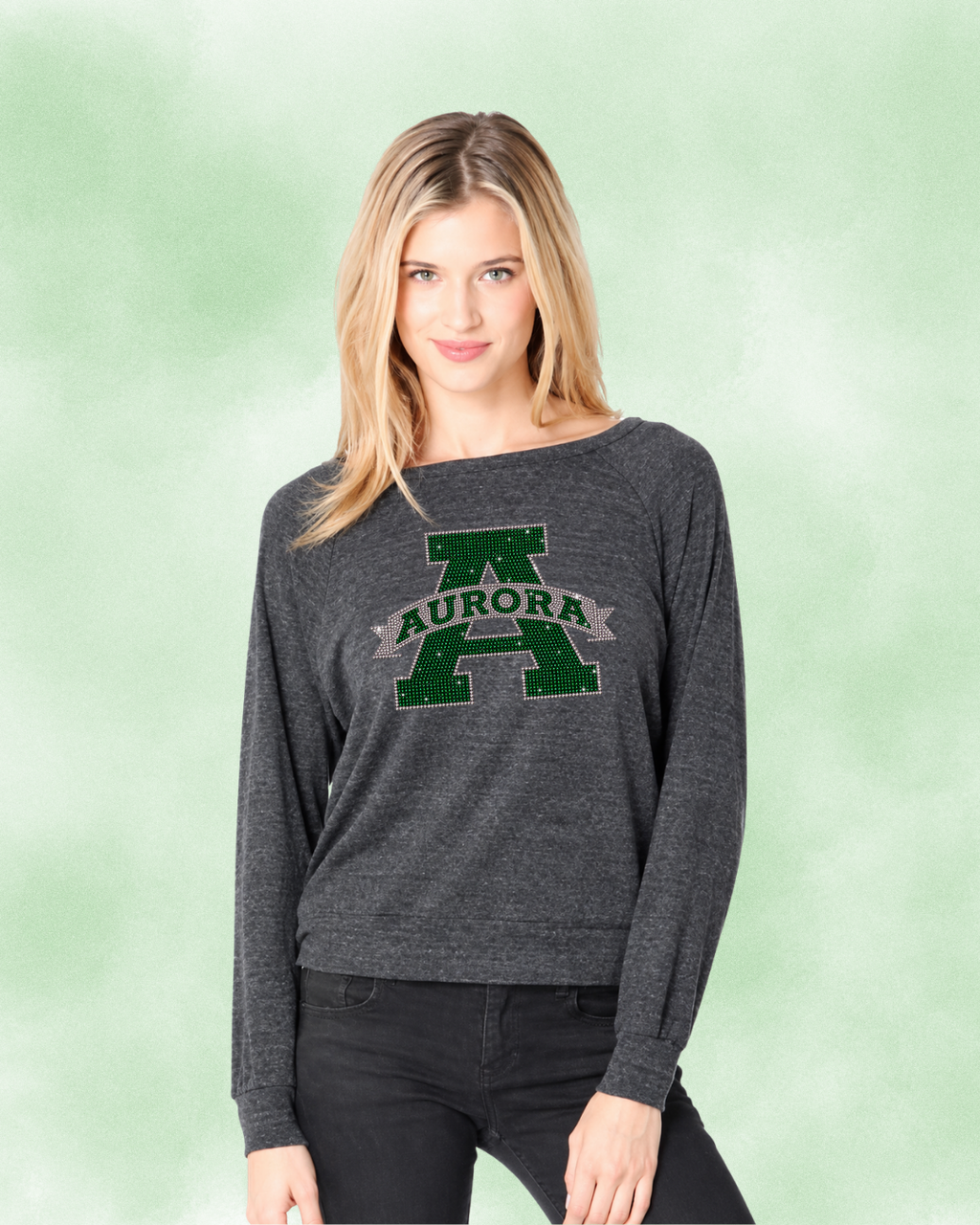 Women's Raglan Pullover with Rhinestones