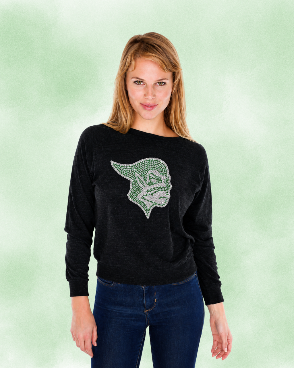 Women's Raglan Pullover with Rhinestones