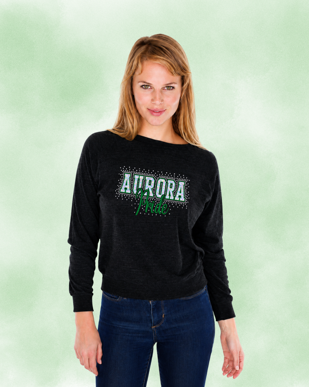 Women's Raglan Pullover with Rhinestones