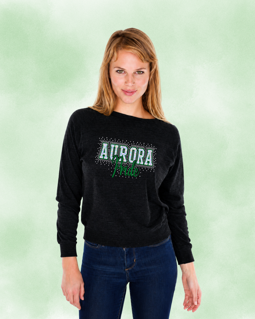 Women's Raglan Pullover with Rhinestones
