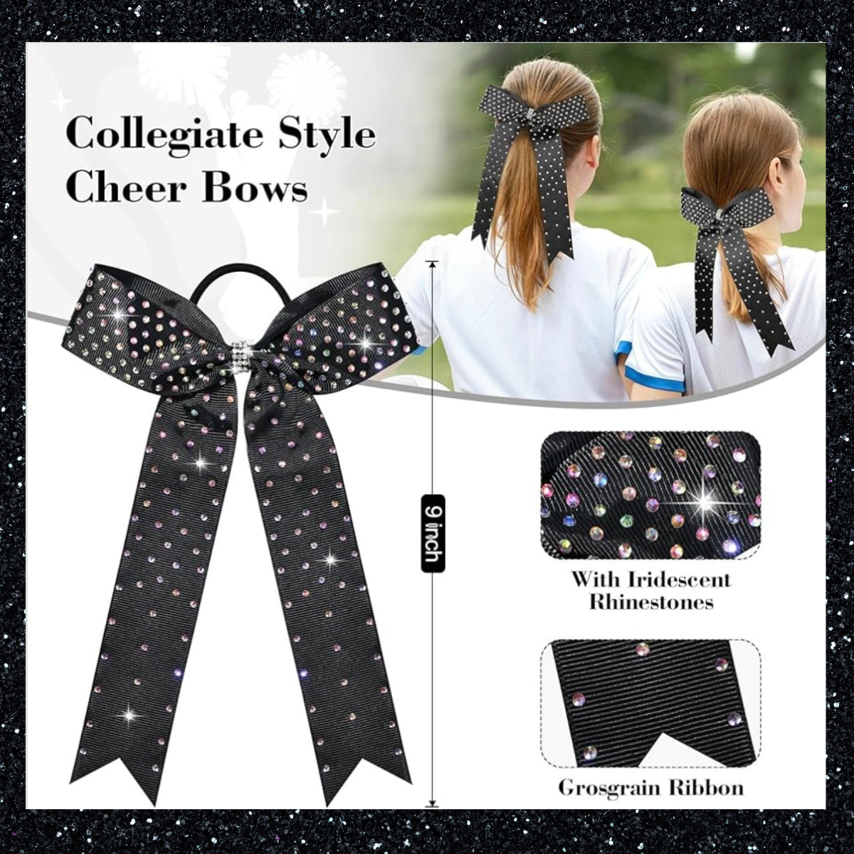 Collegiate Rhinestone Cheer Bow